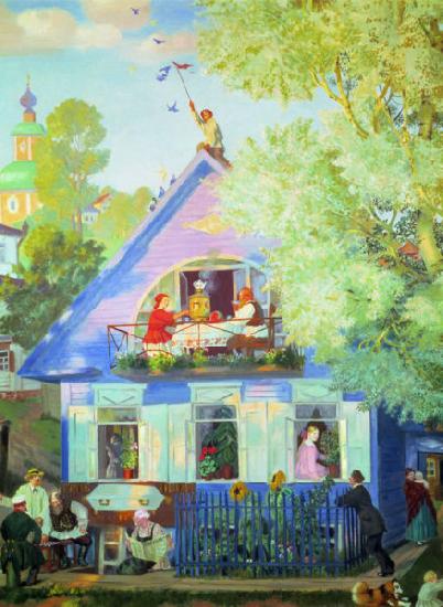 Boris Kustodiev Blue House Sweden oil painting art